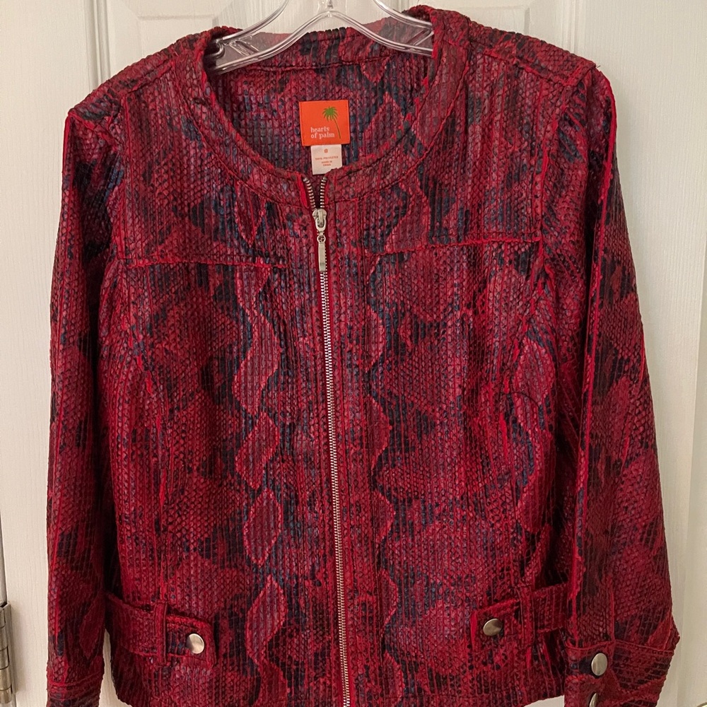 Hearts of Palm Faux Snakeskin Bomber Style Jacket